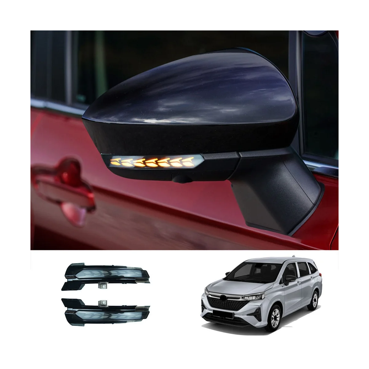 Car Led Side Mirror Yellow Light Flowing LED Lights Turn Signal Light for Perodua Alza 2022-2023 Car