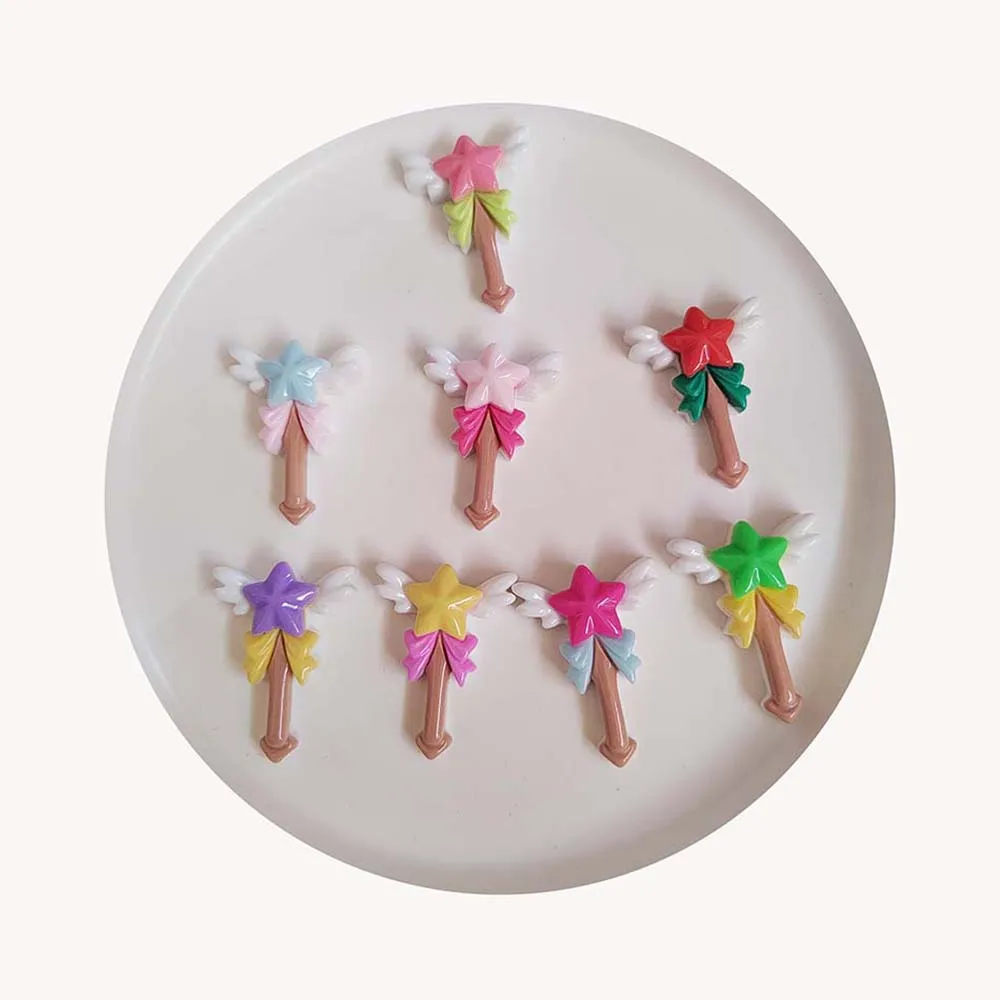 Kawaii Star Wing Magic Stick Flatback Resin Cabochon Scrapbooking For Phone Decor DIY Embellishment Hair Bow Center