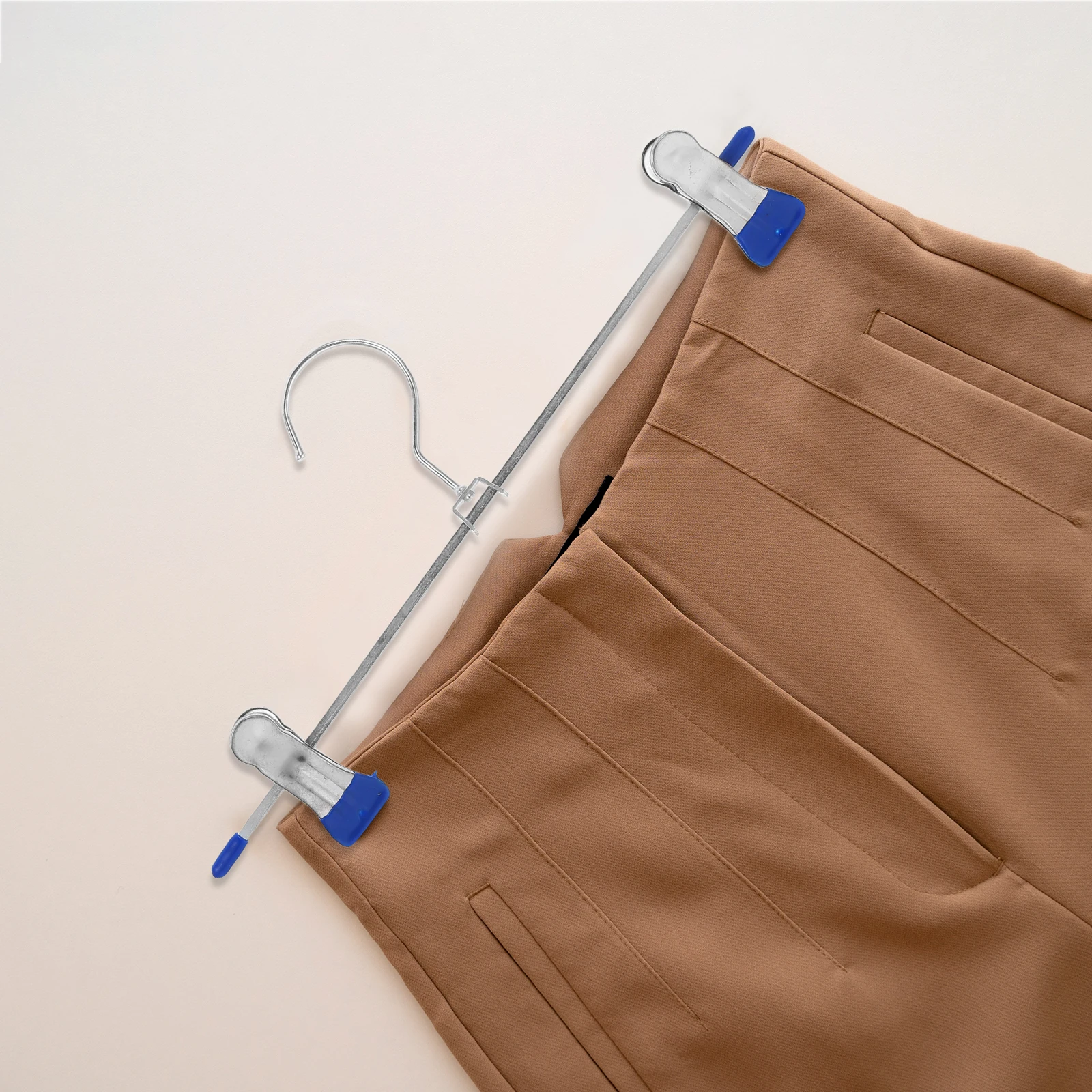 

10pcs Metal Skirt Hangers Adjustable Clips 360 Degree Hook Blue Pants Hangers Casual Wardrobe Storage Solution