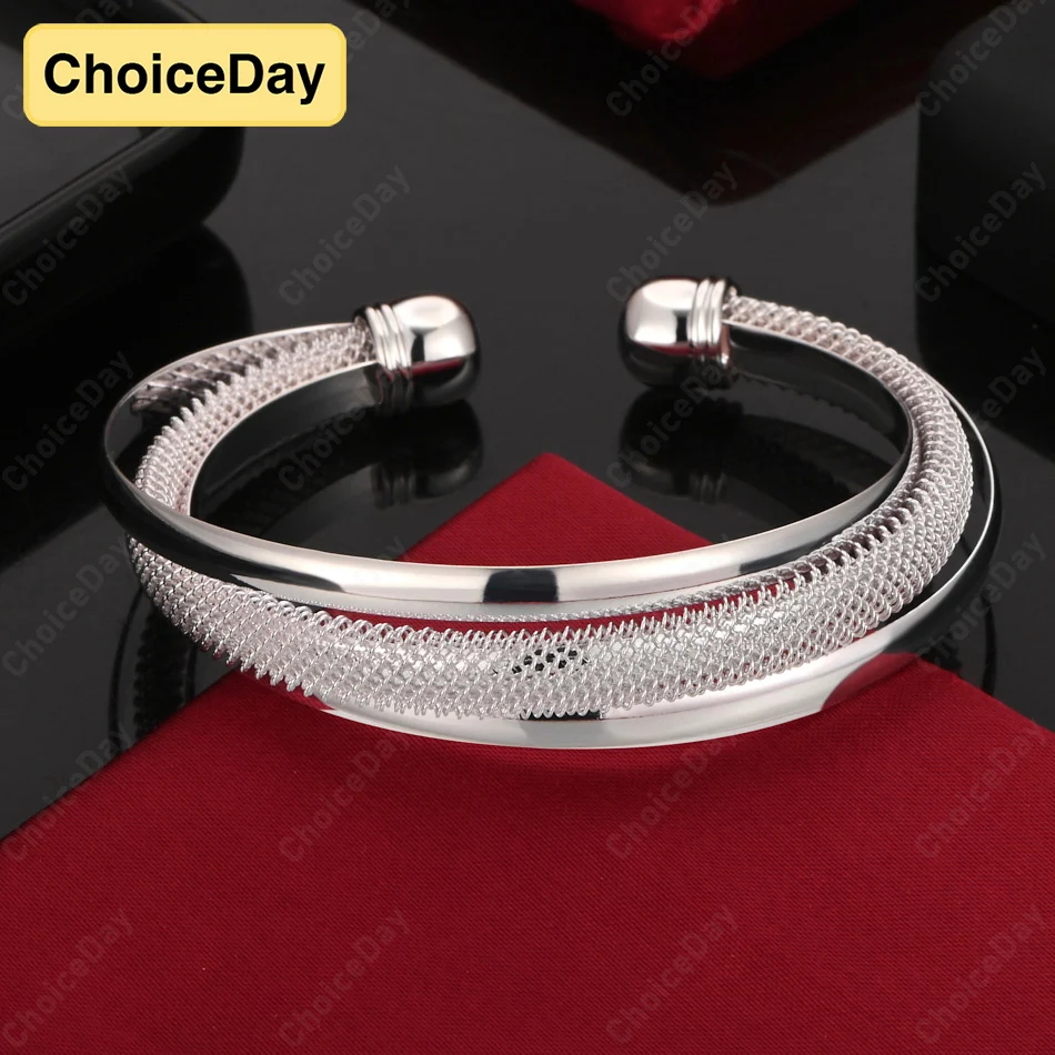 

ChoiceDay 925 Sterling Silver Exquisite Classic Oblique Bracelet Women's Men's Fashion Jewelry Accessories Party