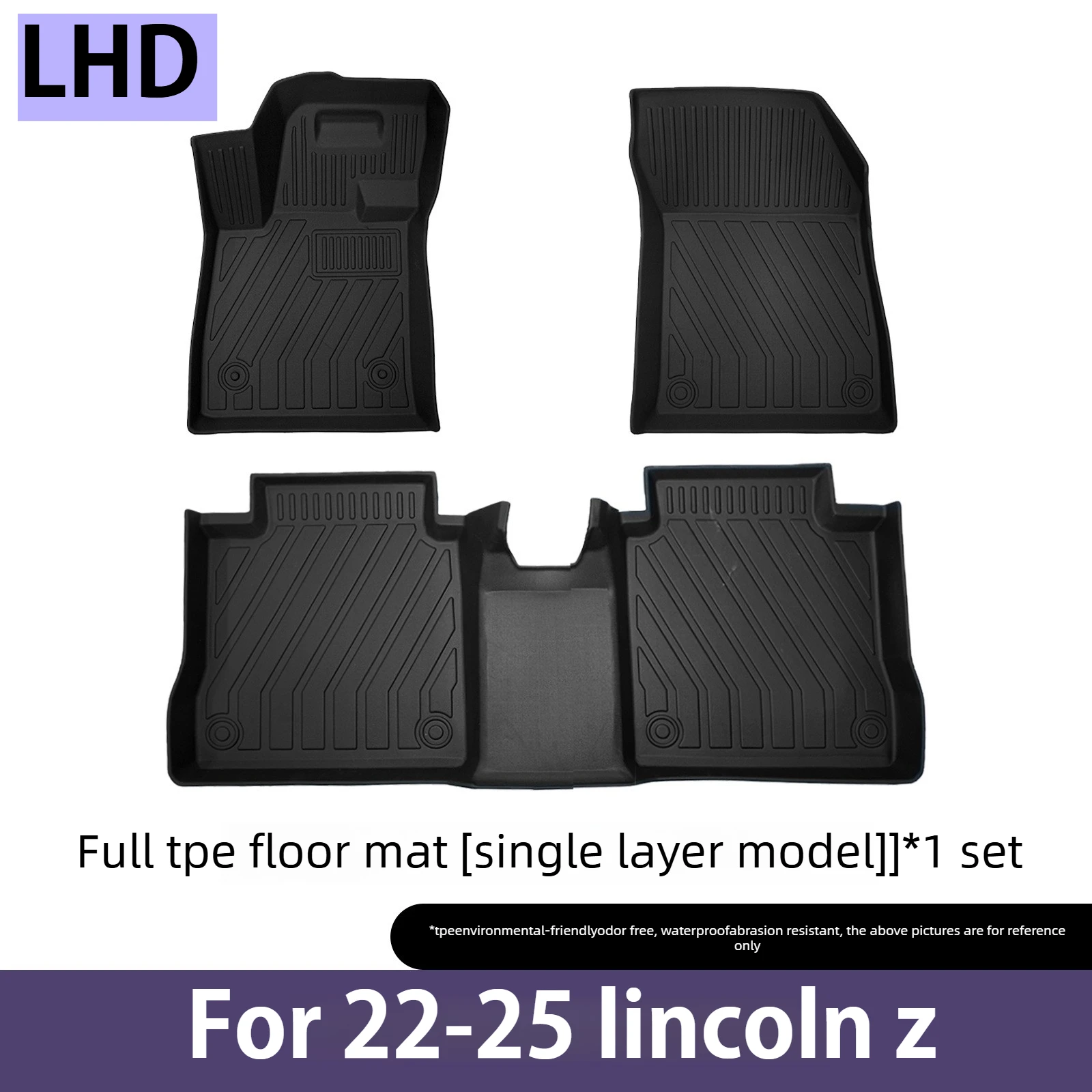 (LHD) For 2022-2025 Lincoln Z Floor Mats Eco Friendly TPE 3D All Weather Custom Fit Car Floor Liners Waterproof Heavy Duty