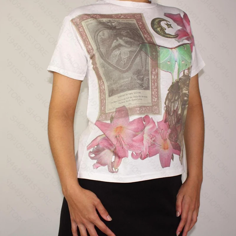 Y2k Clothes Gothic Croped Tops Letter Print Vintage Women Casual Baby Tee Streetwear Clothes Aesthetic Short Sleeve T-Shirt