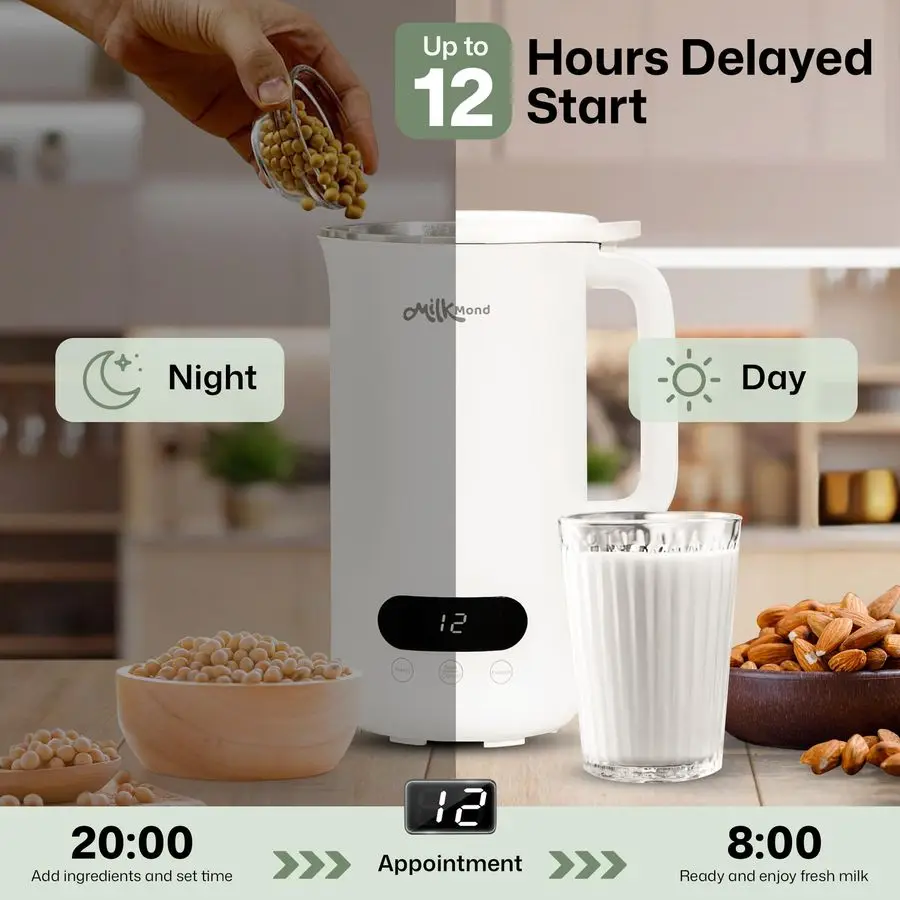 صانع حليب الجوز BaristaQuality اللوز، الشوفان أمبير حليب الصويا، الحساء أمبير العصائر 8 في 1 آلة الفولاذ المقاوم للصدأ، سرير عضوي تلقائي