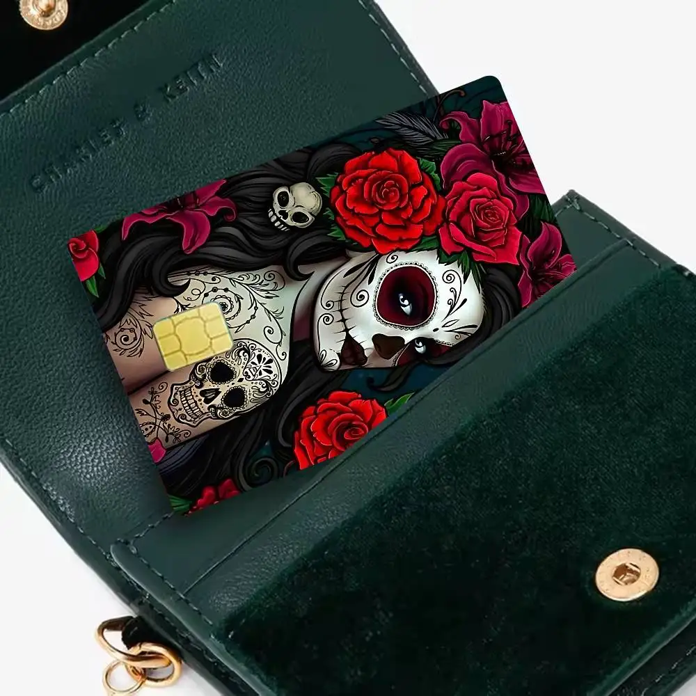 Mexican Catrina Skull Credit Debit Bank Film Skin Sticker Front Cover