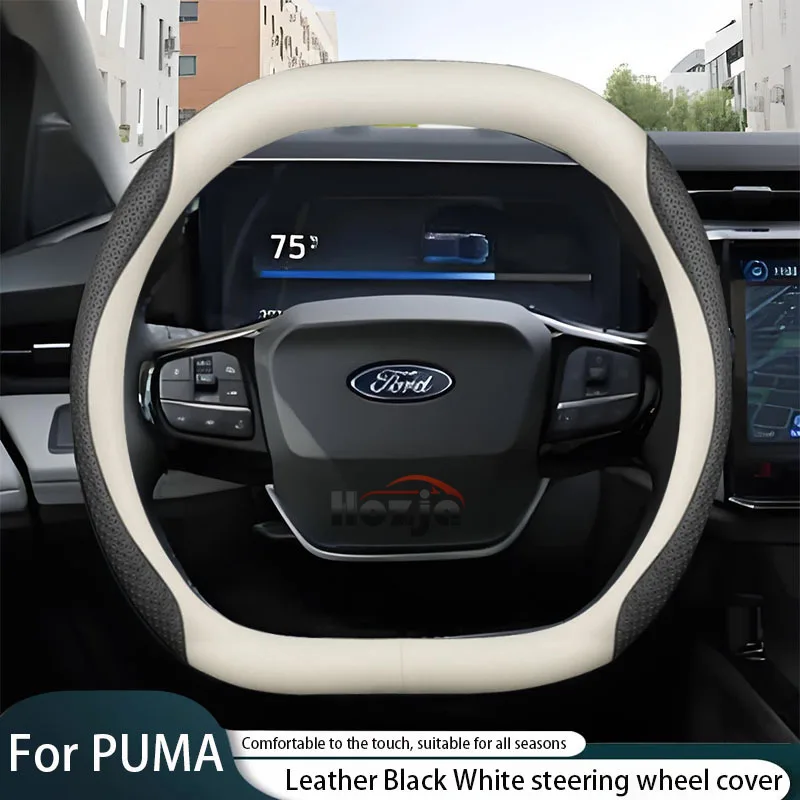 Leather Car Steering Wheel Cover for Ford PUMA Gen-E ST-Line 2024 2025 Breathable Non-slip Car-styling Auto Accessories