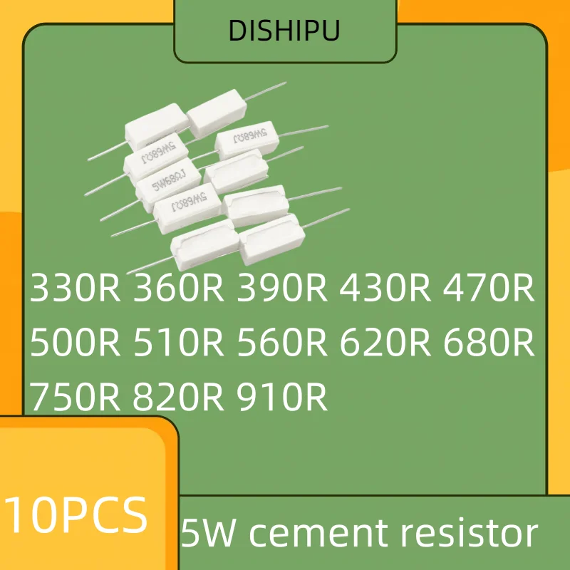 

10PCS 5W cement resistor 5% Horizontal 330R 360R 390R 430R 470R 500R 510R 560R