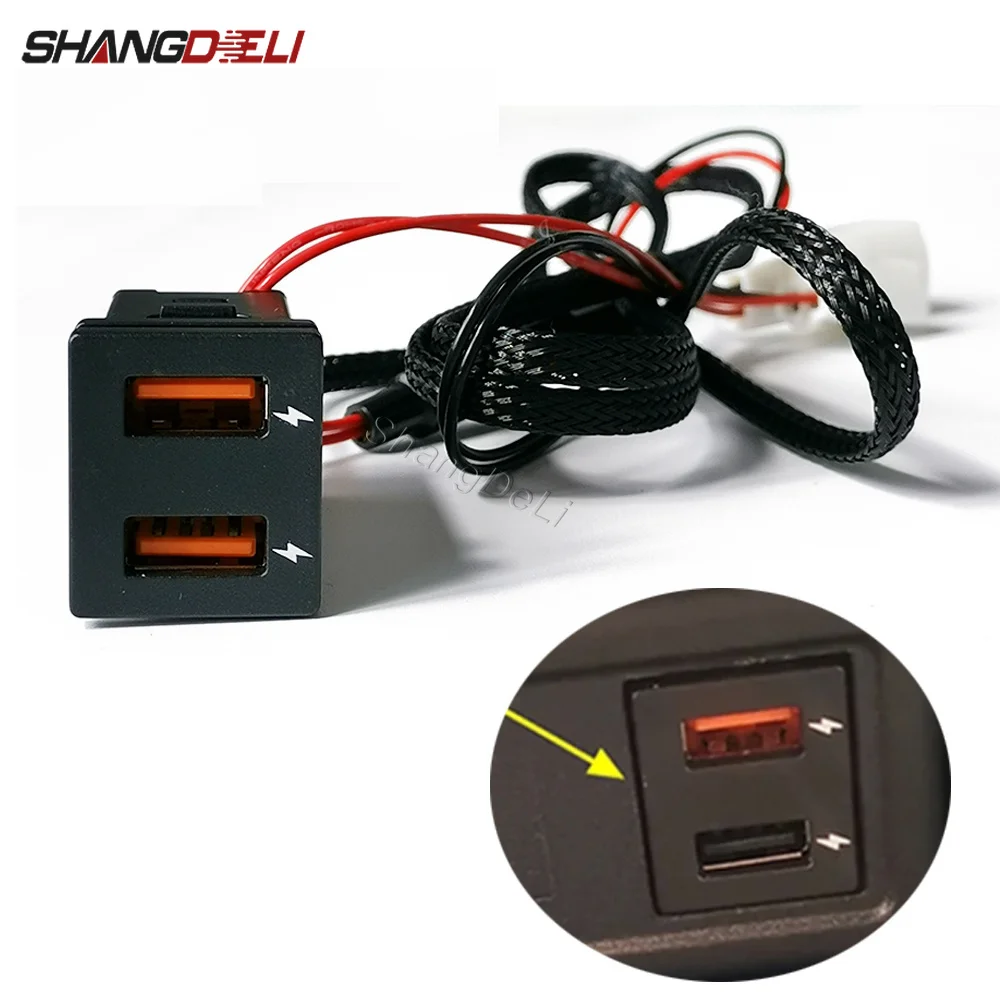 Car Retrofit Dual QC3.0 USB Charging Socket Compatible for Toyota RAV4 2021 Urban Edition Frontlander 12V Charging Interface