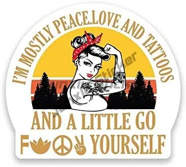 Peace Love Sign Sticker Flowers Colorful Hippie Decal Laptop Window Car Vinyl Sticker