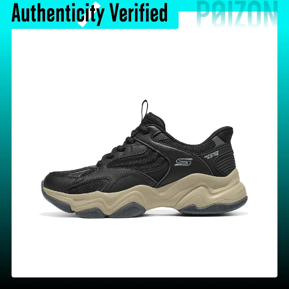 Skechers DLITES Textile, Synthetic Leather Low top Chunky Sneakers Women's Black 117688-BLK