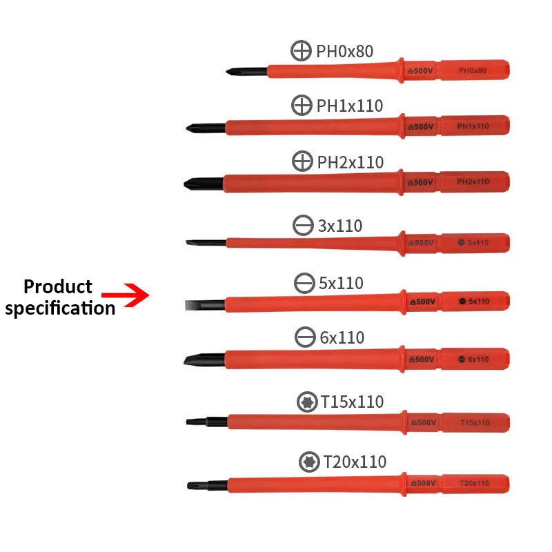 드라이버 세트 10 in1 탈착식 500V 절연 드라이버 자기 고경도 크로스 워드 모양의 매화 드라이버