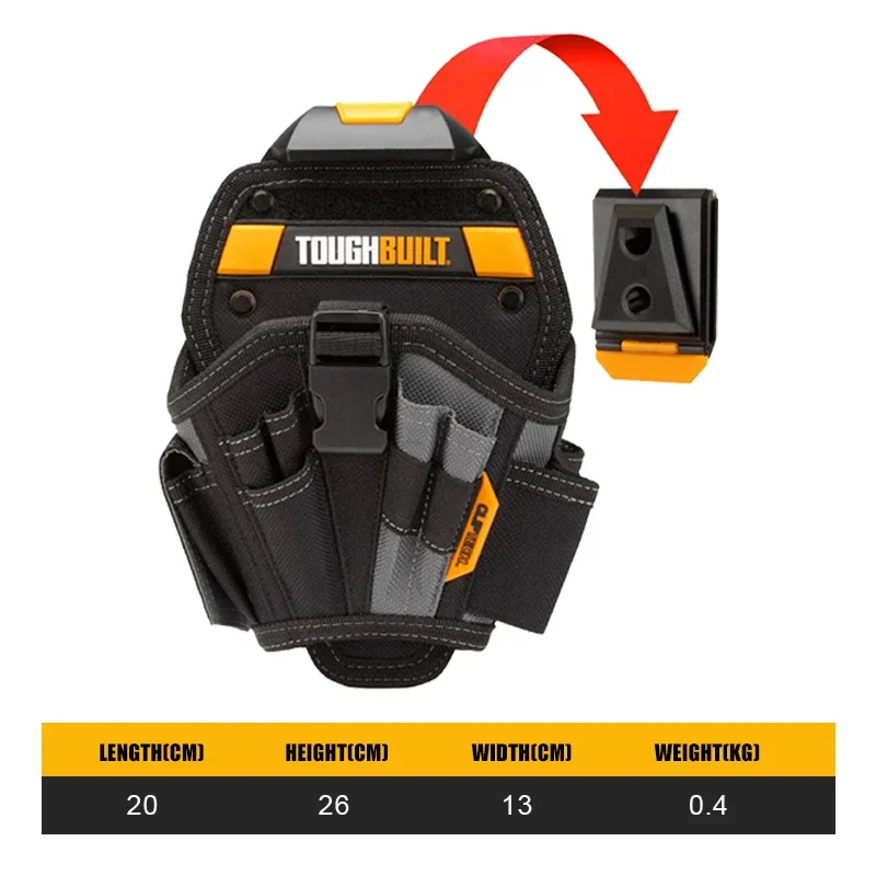 TOUGHBUILT TB-CT-20-L Sarung Bor – Tas Peralatan Portabel Dekorasi Tas Sabuk Khusus Bor Tangan Besar
