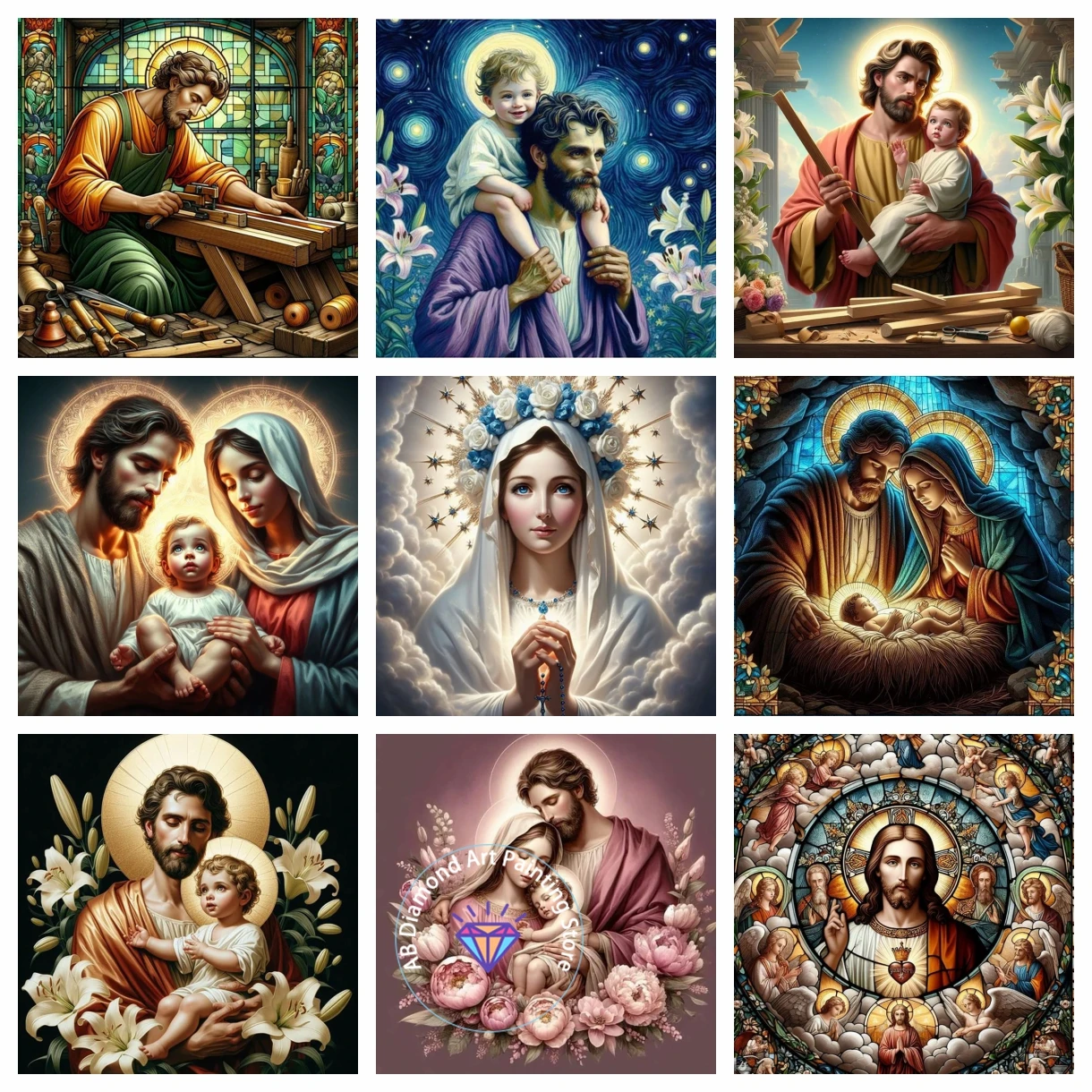 Religious Jesus Christ Christian Virgin Mary AB Diamond Painting Kit  DIY Cross Stitch Handmade Art Gift Crafts Home Decor Gift
