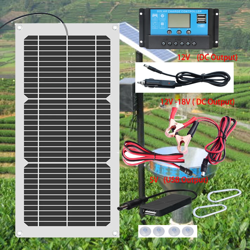 

From 10W-500W Solar Panel 12V Solar Cell Controller Solar Panels system for Phone Car MP3 PAD Charger Outdoor Battery Supply