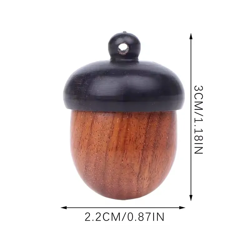 Picture 3: Solid Wood Acorn Shape Storage Box Mini Sandalwood Medicine Pill Box Portable Store Small Items Container Granule Storage Box