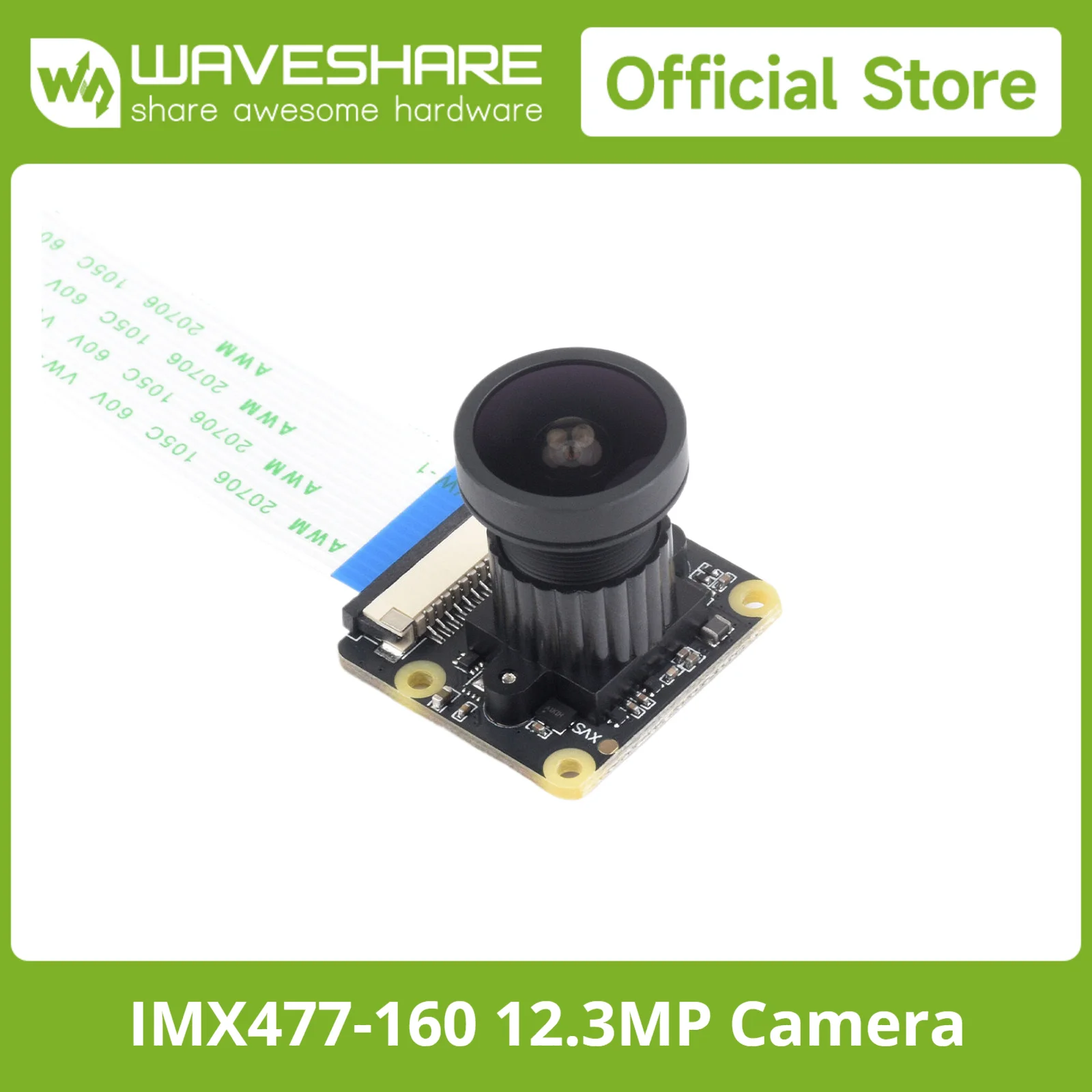 Waveshare IMX477-160 12.3MP Camera, 160° FOV, Applicable For Raspberry Pi 5/4B/3B/Jetson Nano / Compute Module 4056 × 3040