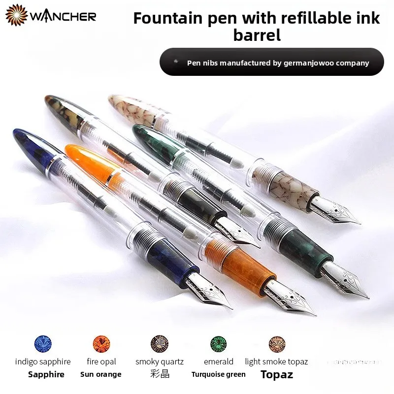 Japan WANCHER Fountain Pen Germany JOWO Nib 3 Kinds of Inking Methods, Large Capacity, Transparent Pen Office Supplies