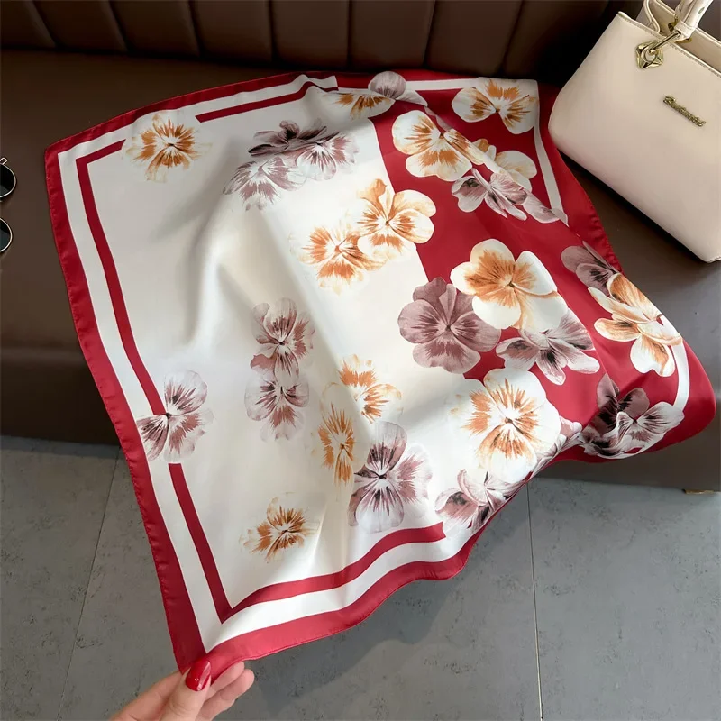 Fashion Handkerchief Women Neck Scarves Silk Satin Headband Small Hijab Scarfs Cartoon Print Kerchief Cute Hair Scarf For Ladies