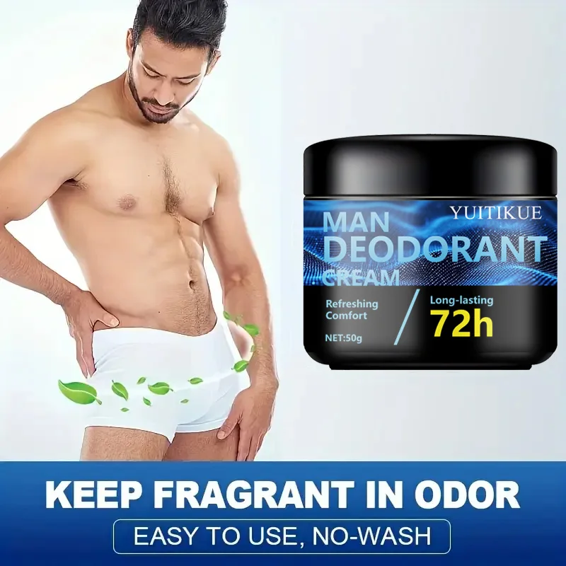 YUITIKUE Men Deodorant Cream 50g - 72h Long Lasting Fresh Fragrance Antiperspirant Body Stick