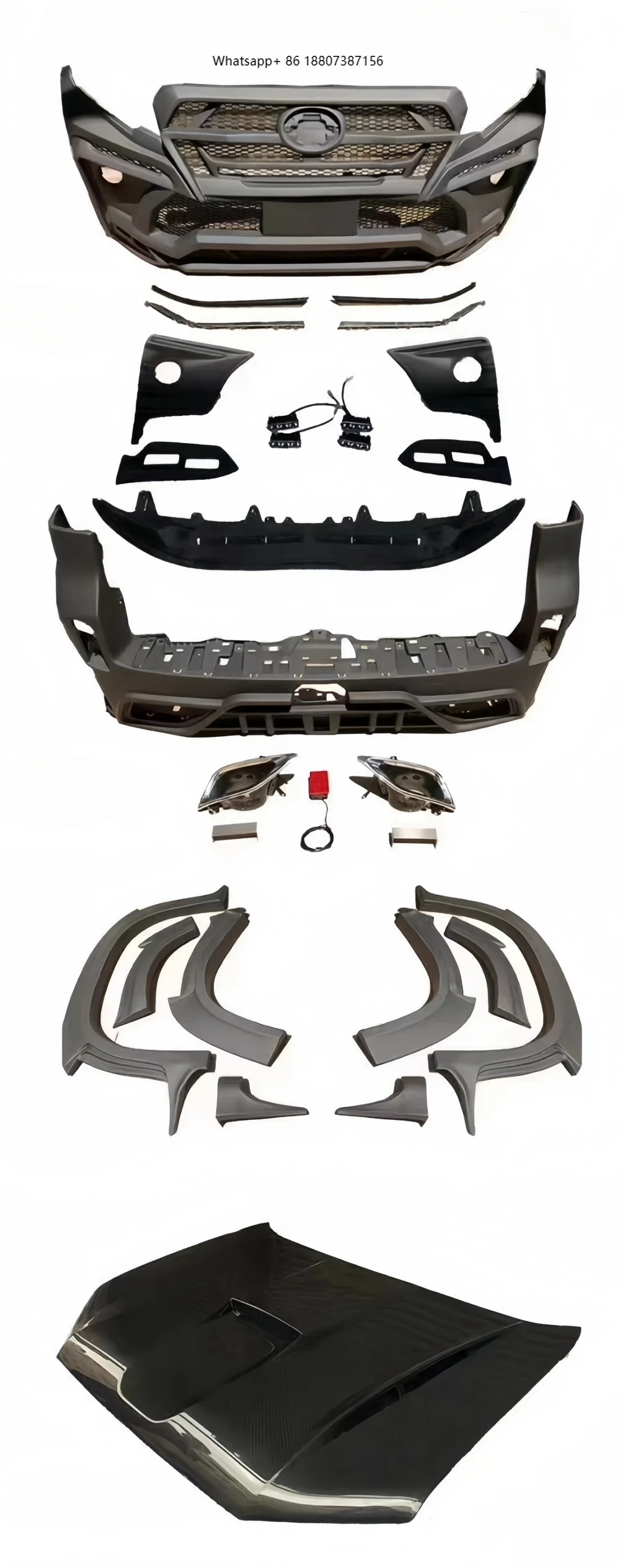For18-21 forToyota Land Cruiser Prado Hood Front Bumper, Rear Bumper and Wide Body Kit for Facelift