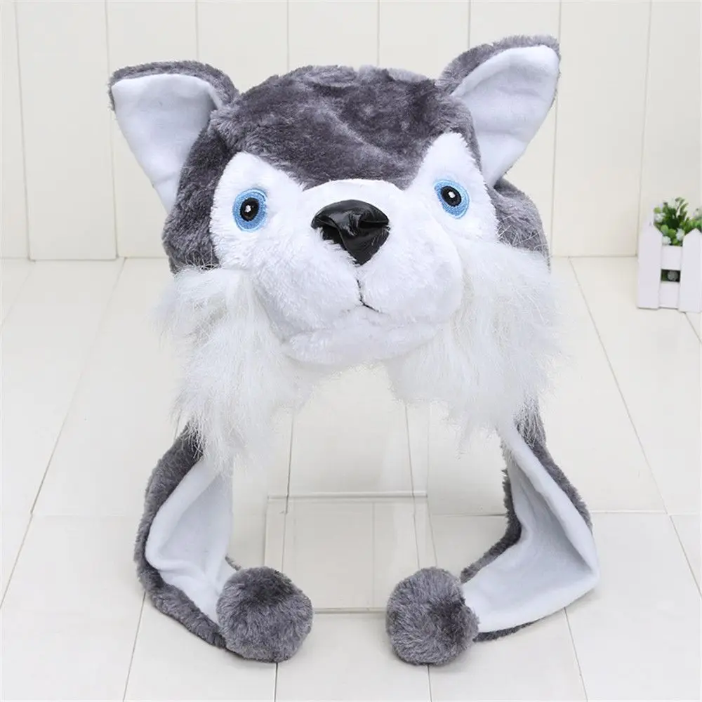 かわいい新しい動物スタイルの柔らかい暖かいスカーフイヤーマフ帽子おもちゃ帽子マスコットハスキー帽子