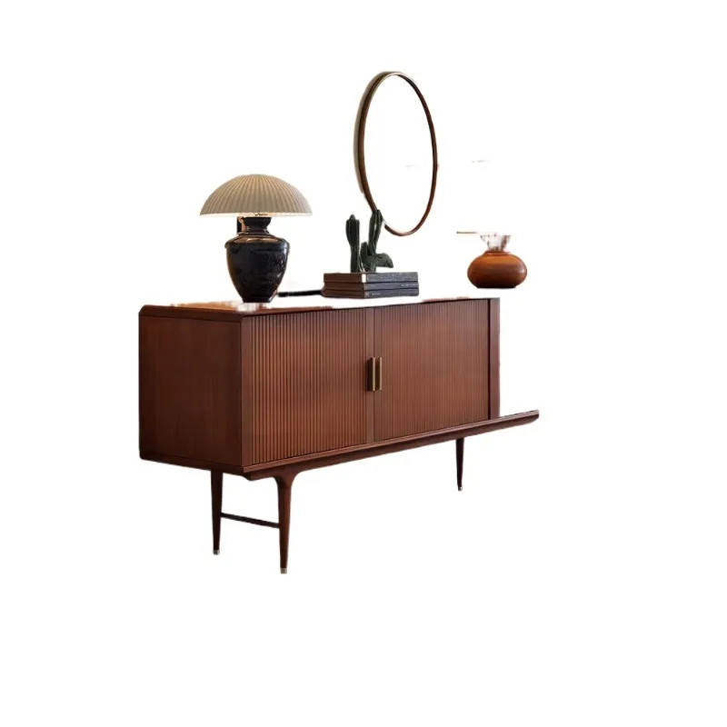 

Medieval solid wood dining side cabinet, living room home wall locker, retro storage tea bucket cabinet