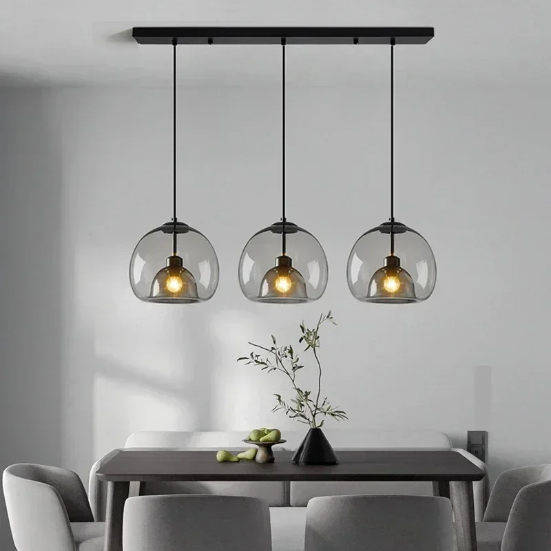 BO Nordic Glass Ball Led Chandeliers For Dining Room Bar Kitchen Lounge Area Long Pendant Lamp Home Decor Lighting Luster