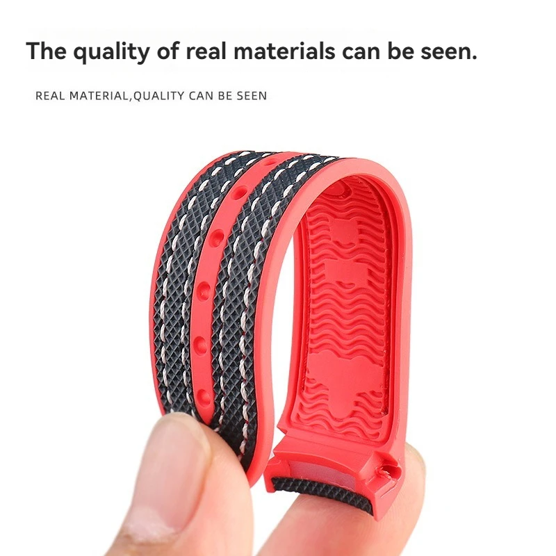 Nylon Texture Rubber Watchband For OMEGA Seamaster 300 600 215.32/92 Special Curved Interface Strap men's bracelet 20 21MM 22mm view 5