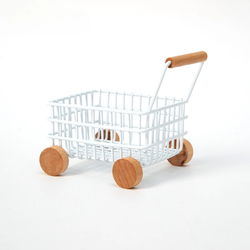 Storage supermarket shopping cart model creative multi-function simulation trolley play house macaron series