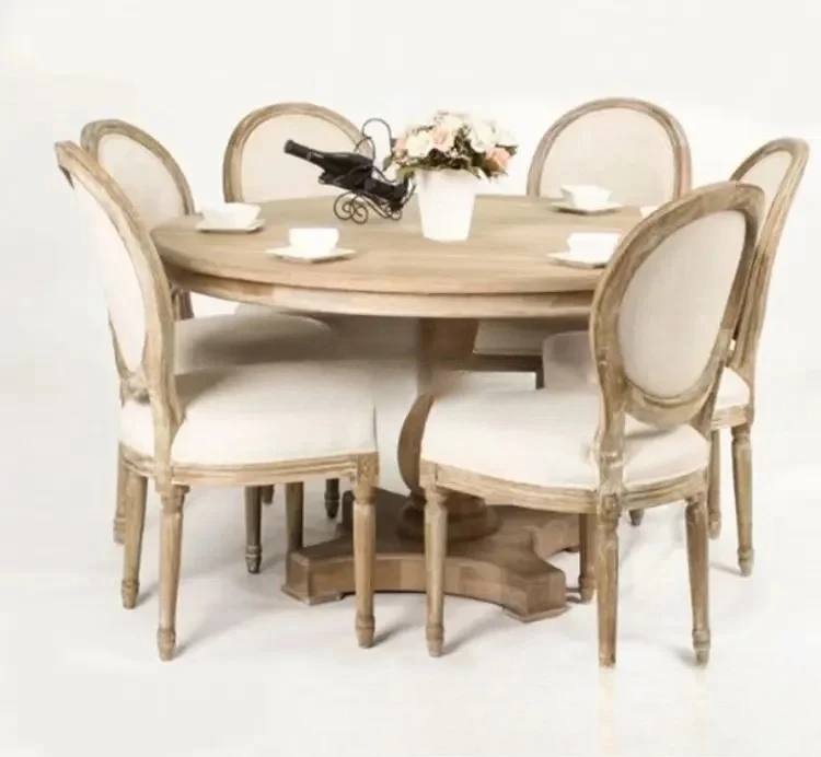 Dining Tables and Chairs Combination Oak Retro Distressed round Dining Table Restaurant Dining Table