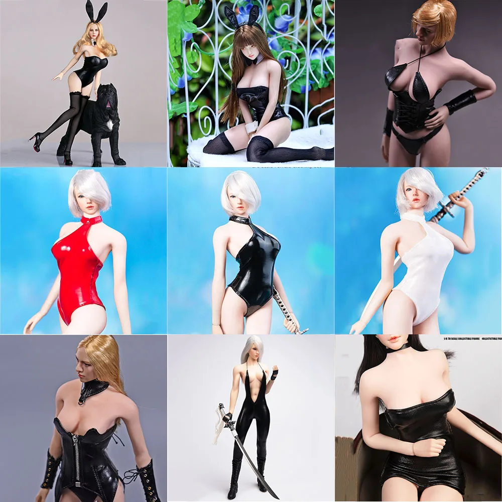 

Cosplay 1/6 Scale Black Backless Bunny Girl PU Leather Hip Dress Clothes For 12 Inches Seamless Female Action Figure