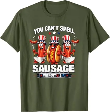 Du kannst die Wörter „Wurst ohne USA“ nicht aufreißen, wenn du das 4. Juli Amerika-Flaggen-T-Shirt Y2k „Stolzer Amerikaner“ mit patriotischem Grafik-Aufdruck für Herrenkleidung nennst. – Detail 4