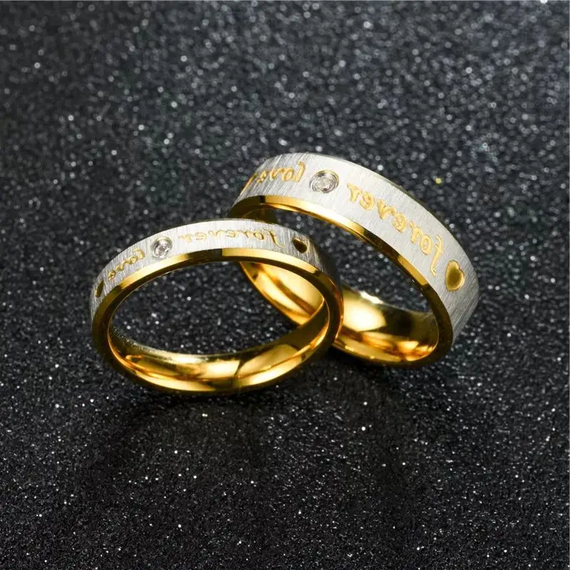 New Engraved Forever Love Couple Ring For Women Men Stainless Steel Wedding Ring Fashion Engaged Party Jewelry Gift Wholesale