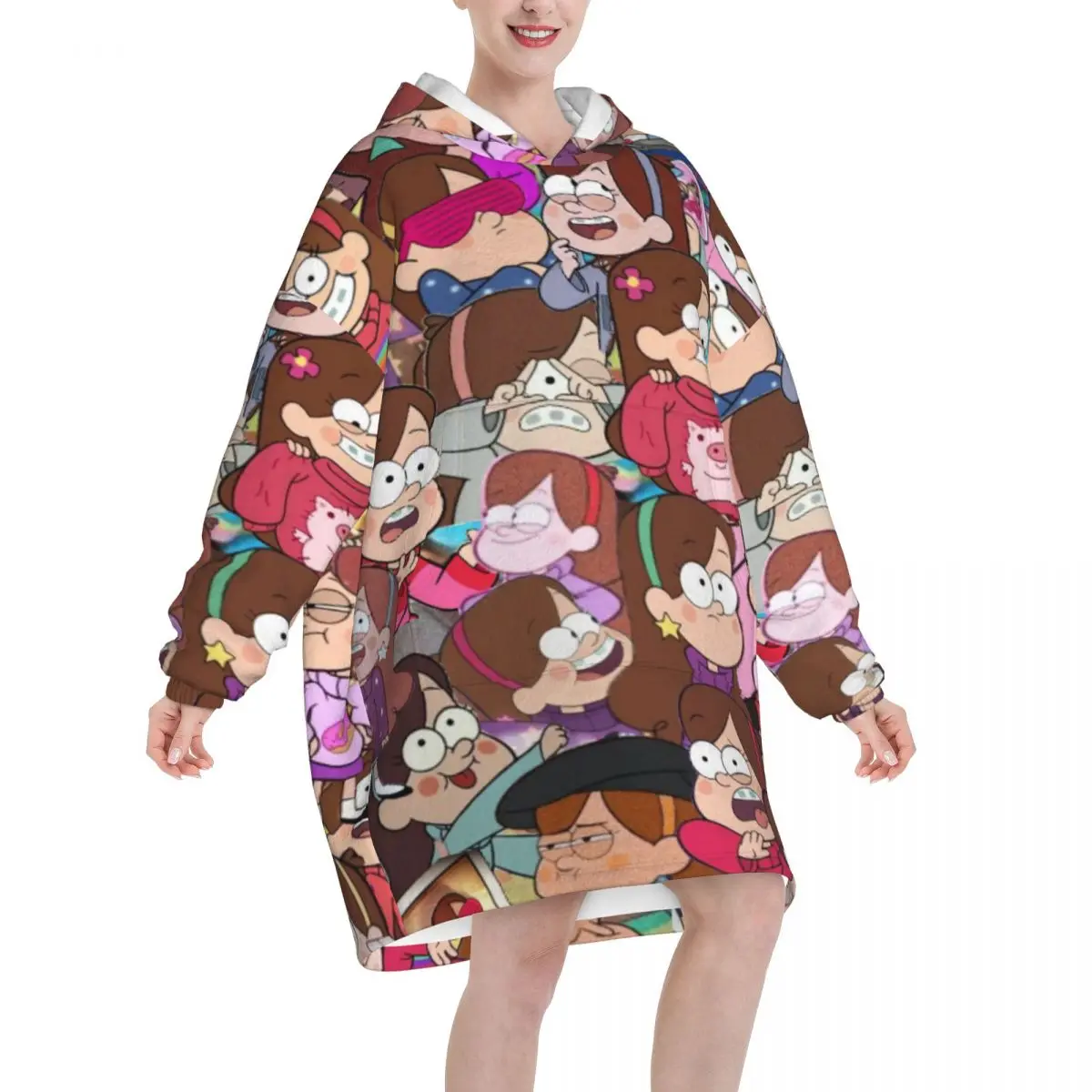 Gravitys Falls Oversized Blanket Hoodie Sweatshirt Long Fleece Hooded Wearable Blanket with Large Pocket for Women Men
