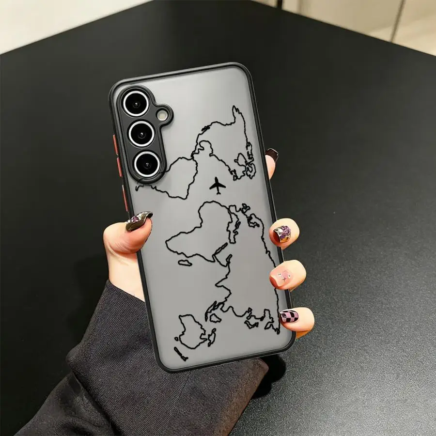 Map Flight Phone Cover Case for Samsung Galaxy A35 A56 A55 A52S A72 A16 A15 A34 A36 A53 A14 A23 A17 A52 A73 A33 A54