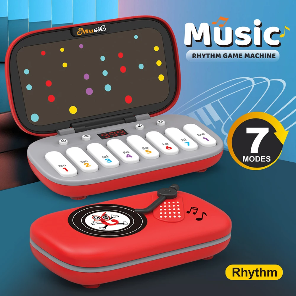 Electronic Music Rhythm Puzzle Game Machine Montessori Pockets Travel Toy Light Up Educationa Sensory Fast Push Electronic Organ