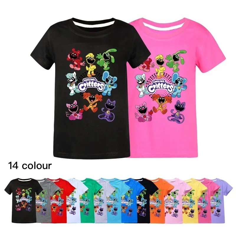 2024 New Game Smiling Critters Tshirts Kids Summer Clothes Boys Cat Nap T-shirt Baby Girls Short Sleeve Tops Children