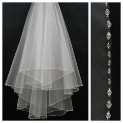 Velo de novia brillante personalizado con diamantes de imitación, velo de novia con cristales, 2 capas, accesorios para novias para boda