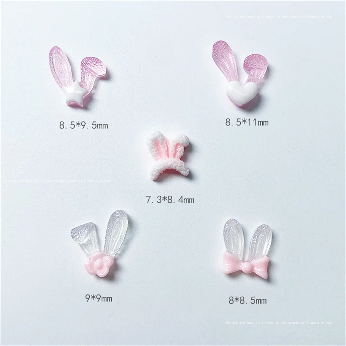 20pcs 3D Korean Rabbit Ear Resin Nail Art Charms Japanese Pink White Kawaii Jewelry Nail Rhinestones Decorations Accessories DIY