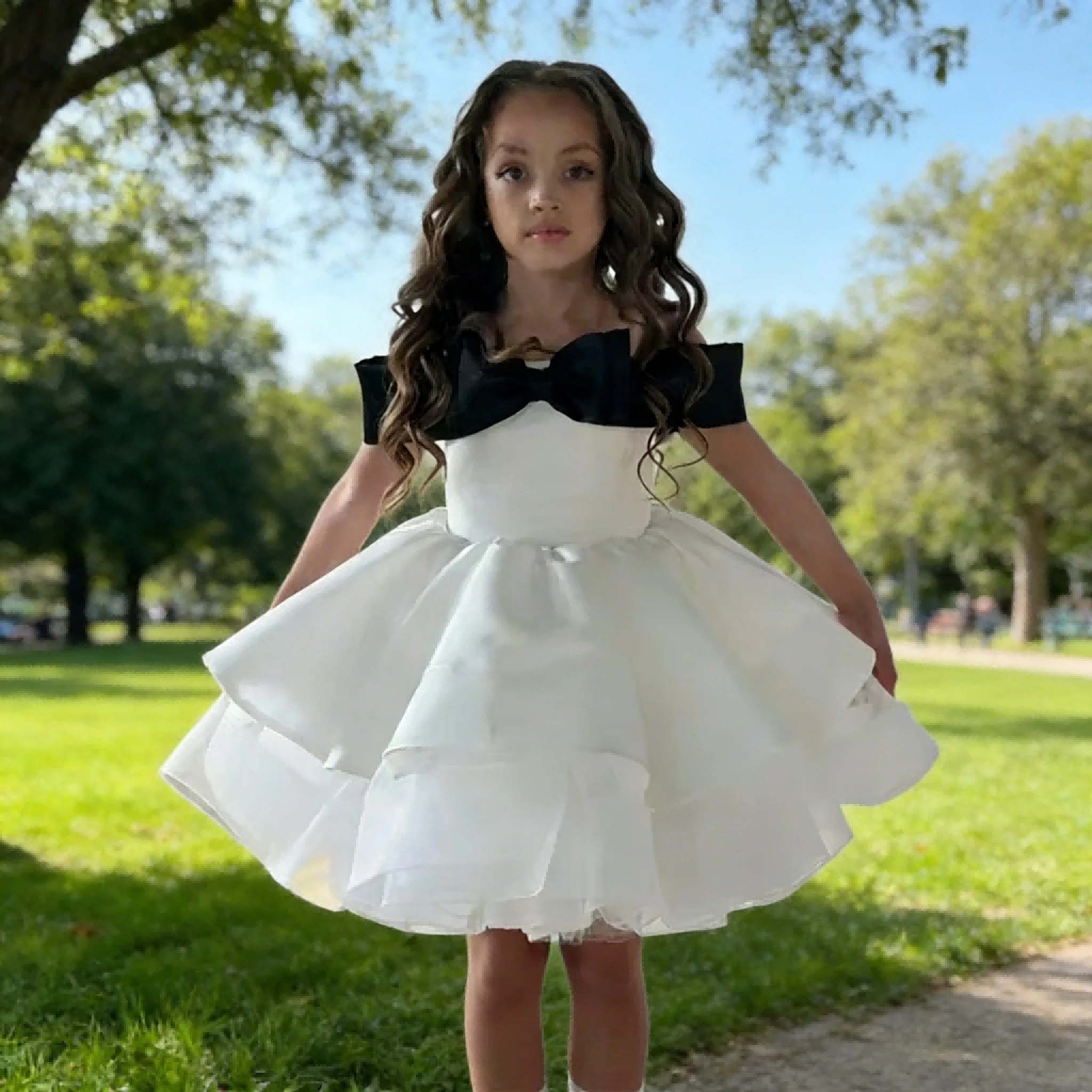 Kids Girls Princess Party Dress Piano Evening Gown Wedding Celebration Costume Violin Performance Pageant Host Model Birthday