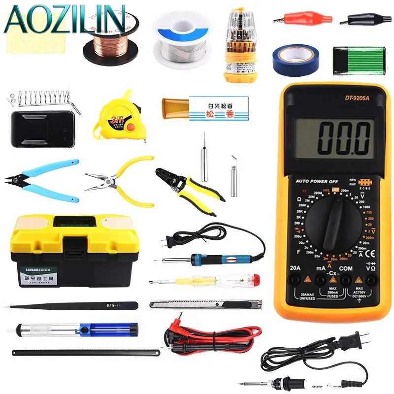 DT9205A Digital Multimeter Kit, High Precision Multi Meter, DC Voltage Resistance Tester, Handheld Electronic Repair Tool