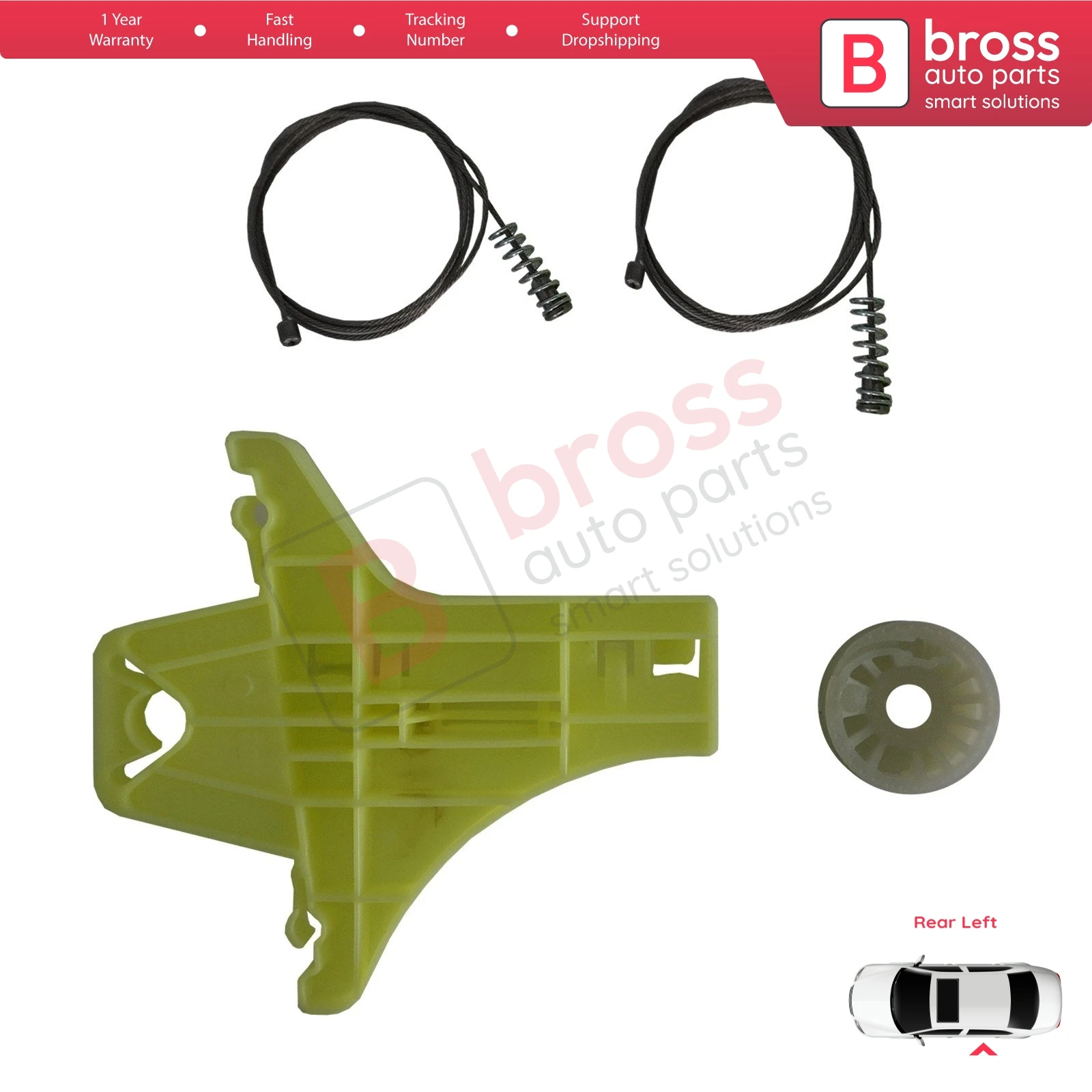 Bross Tự Động Phần BWR1083 Điện Cửa Sổ Điện Điều Chỉnh Bộ Dụng Cụ Sửa Chữa Phía Sau Cửa Trái Cho VW Tiguan (5N) 2007-Ngày Con Tàu Từ Thổ Nhĩ Kỳ