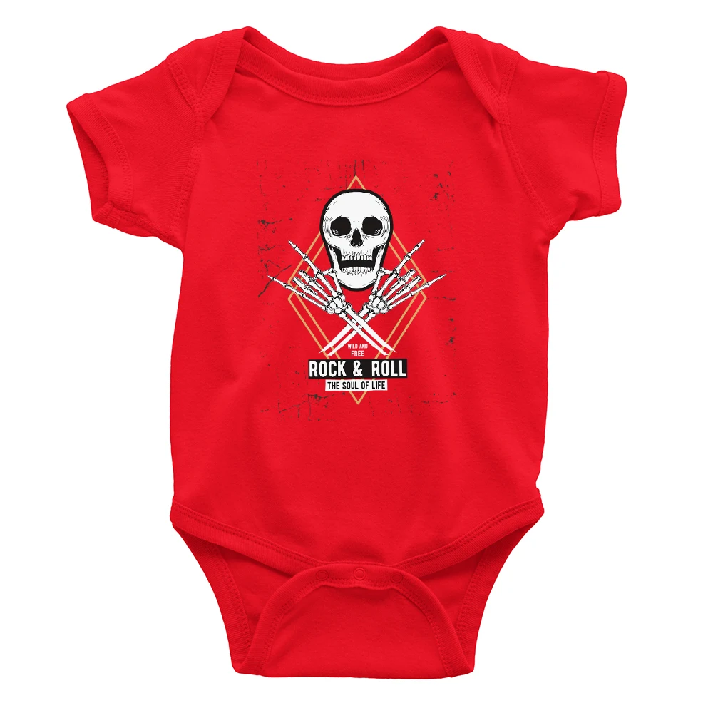 Hipster Skeleton Rock & Roll Toddler Baby Boys Clothes Punk Harajuku Summer Newborn Onesies Streetwear Trend Infant Bodysuits