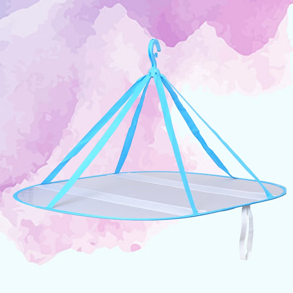 

Folding Basket Hanging Clothes Net Hamper Slim Stackable Lingerie for Hanger Sturdy Mesh Quick Dry Nylon Steel Ring Indoor