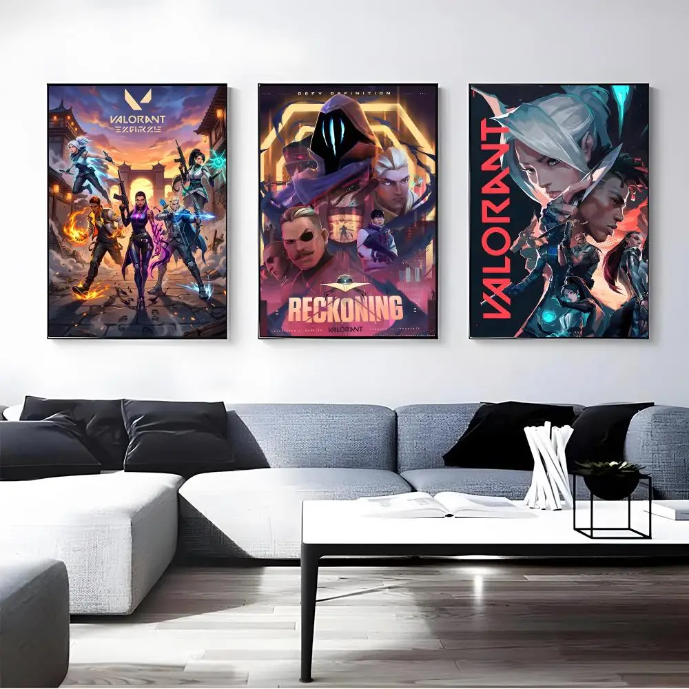 Game Valorant Poster Self-adhesive Art Waterproof Paper Sticker Coffee House Bar Room Wall Decor
