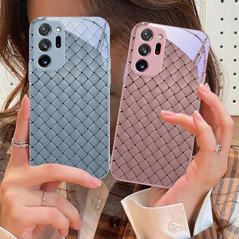 

Simple Checkered Black For Samsung Galaxy Note 8 9 10 PRO 20 Ultra A01 02 03 Core 04E 4G 12 13 5G Tempering Glass Phone Case