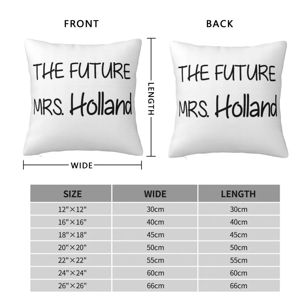 The Future Mrs Holland Square Pillowcase Polyester Linen Velvet Creative Zip Decor Car Cushion Cover