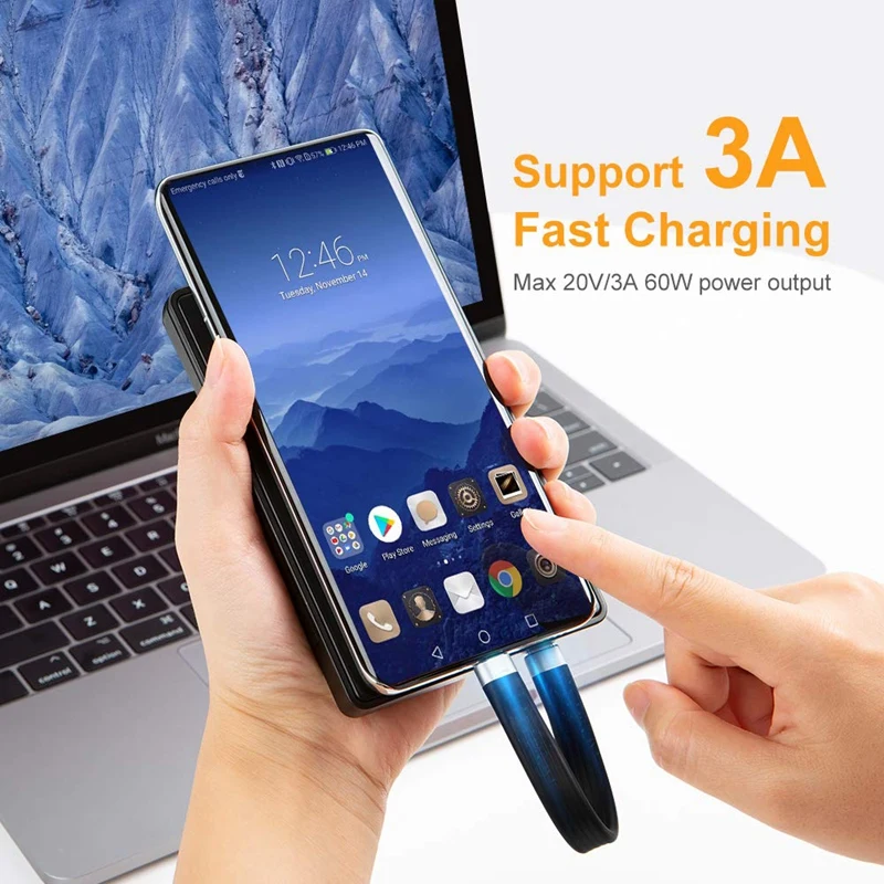 Best 4K USB-C 3.1 Gen 2 Cable 10G Emark Chip Short Type C USB-C to USB-C Video Sync Charger Cable PD 60W 4K Video