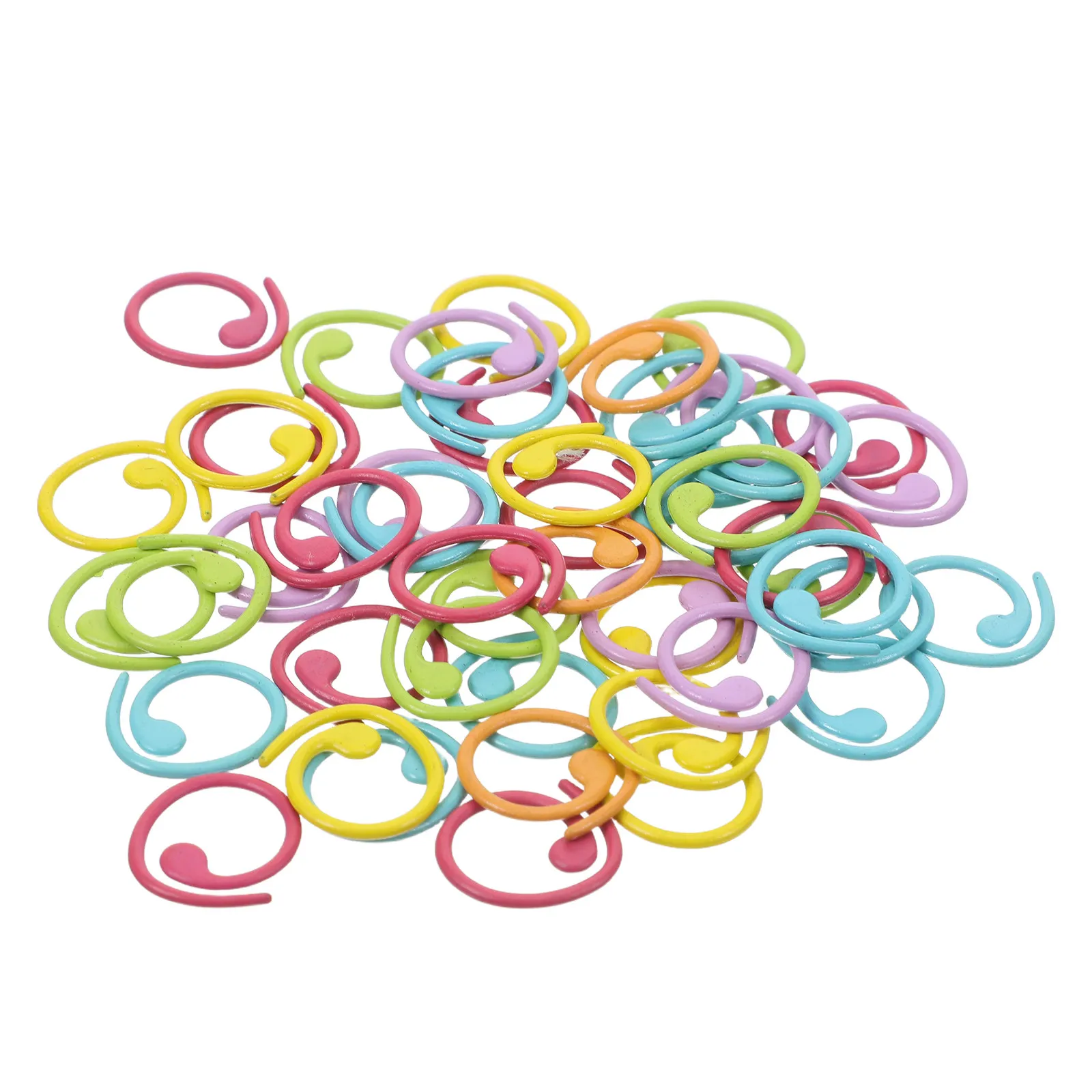 

50Pcs Spiral Metal Stitch Markers Lightweight No Snag Crochet Knitting Circular Ring Removable Colorful Craft Tool for Sock