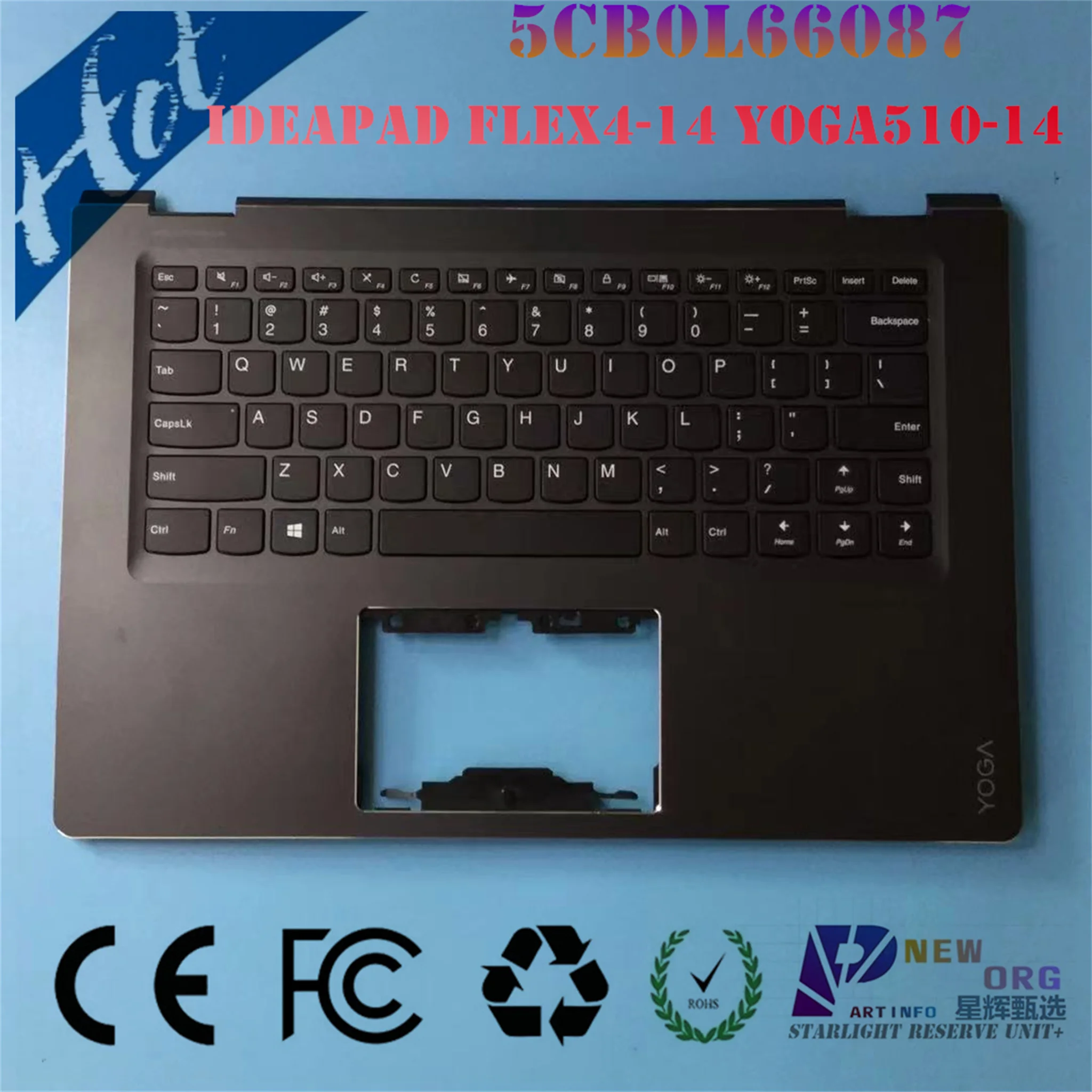 US RU Laptop keyboard palmrest Assembly For LENOVO IDEAPAD FLEX4-14 1470 1480 1435 YOGA510-14 AST ISK IKB 80S9  BLACK 5CB0L66113