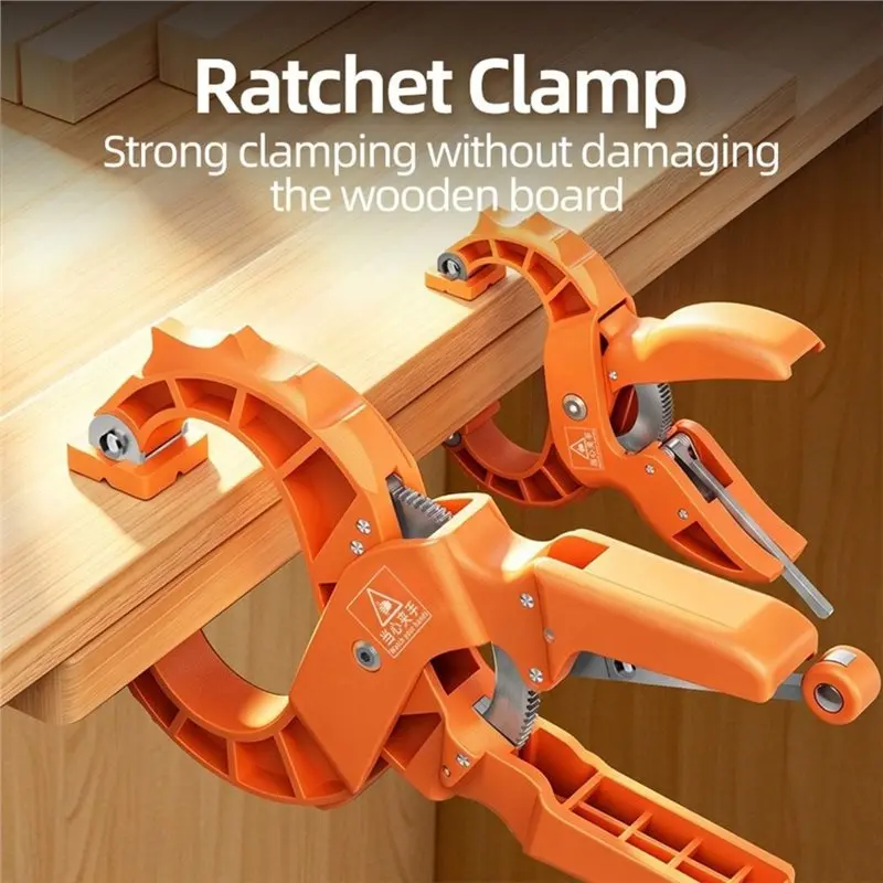 HOTB72A Woodworking Tool Fixed Clamp Strong Ratchet Clamp Secure Track Tightening Auxiliary Tool Wooden Fixing Tool Trumpet